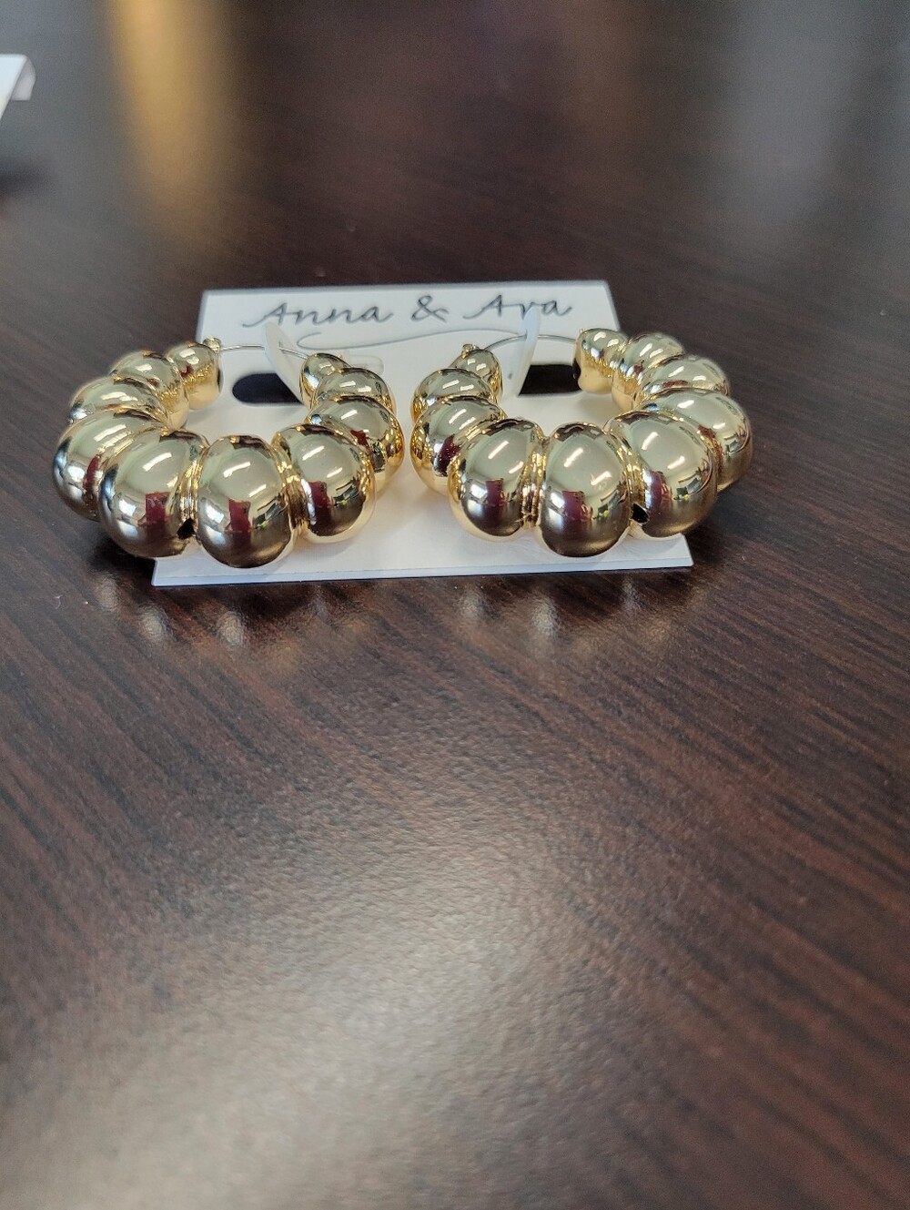 Anna & Ava Shiny Gold Bubble Hoop Earrings